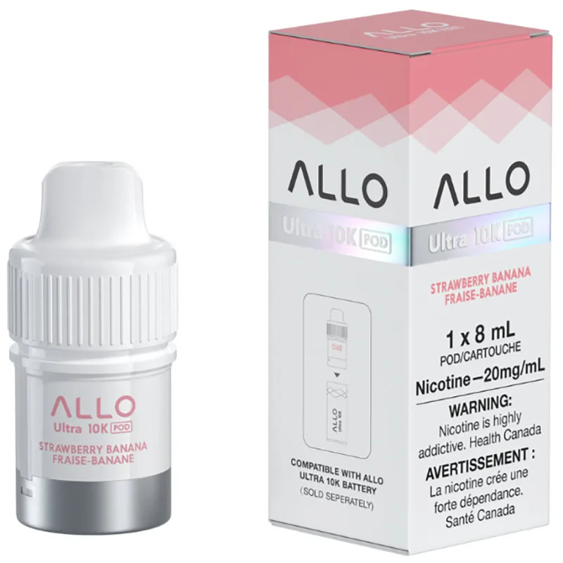 Allo Ultra 10K Hybrid Disposable Pod: Strawberry Banana (8Ml)