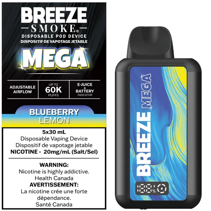 Breeze Mega 60K Disposable Vape: Blueberry Lemon (30mL)