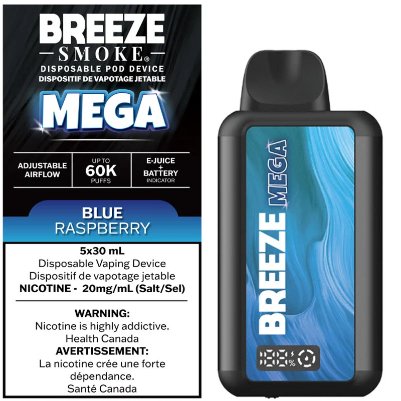 Breeze Mega 60K Disposable Vape: Blue Raspberry (30mL)
