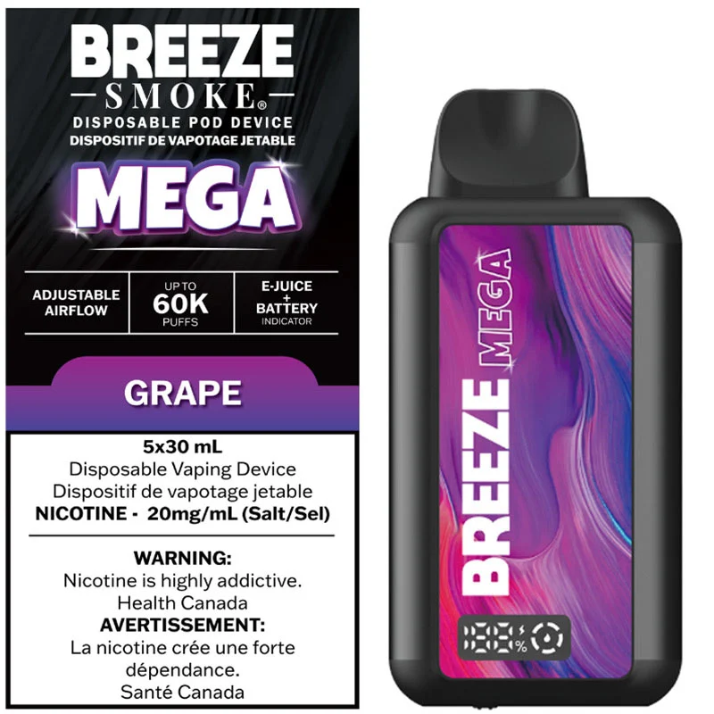 Breeze Mega 60K Disposable Vape: Grape (30mL)