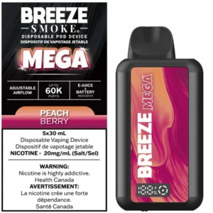 Breeze Mega 60K Disposable Vape: Peach Berry (30mL)
