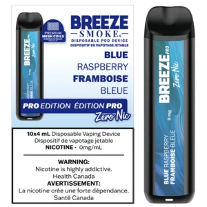 Breeze Pro Zero Nic 20K Disposable Vape: Blue Raspberry (4mL)