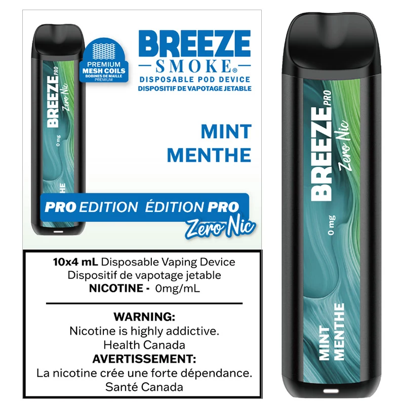 Breeze Pro Zero Nic 20K Disposable Vape: Mint (4mL)
