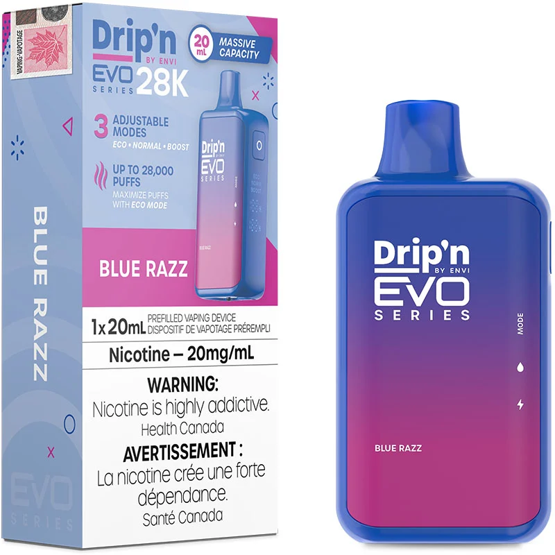 Drip'n EVO 28K Disposable Vape: Blue Razz (20mL)