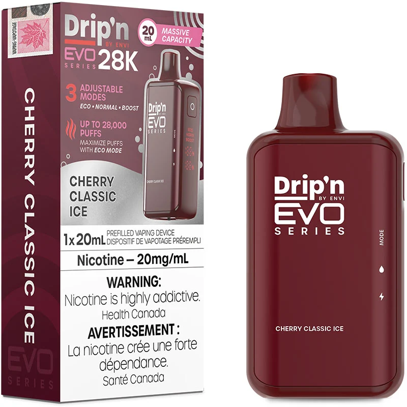 Drip'n EVO 28K Disposable Vape: Cherry Classic Ice (20mL)