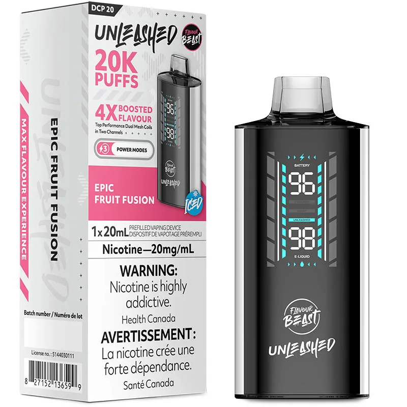 Flavour Beast Unleashed DCP 20K Disposable Vape: Epic Fruit Fusion Iced (20mL)