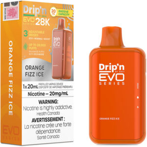 Drip'n EVO 28K Disposable Vape: Orange Fizz Ice (20mL)