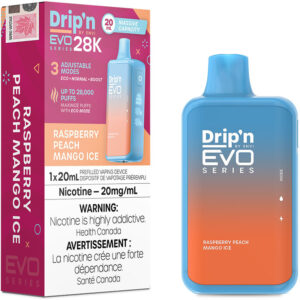 Drip'n EVO 28K Disposable Vape: Raspberry Peach Mango Ice (20mL)