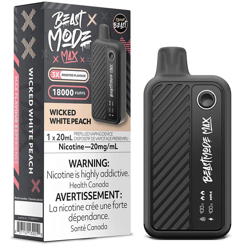 Flavour Beast - Beast Mode Max 18K Disposable Vape: Wicked White Peach (20mL)