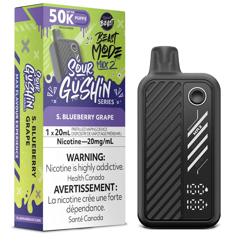 Flavour Beast - Beast Mode Max 2 Disposable Vape: Sour Gushin S. Blueberry Grape (20mL)