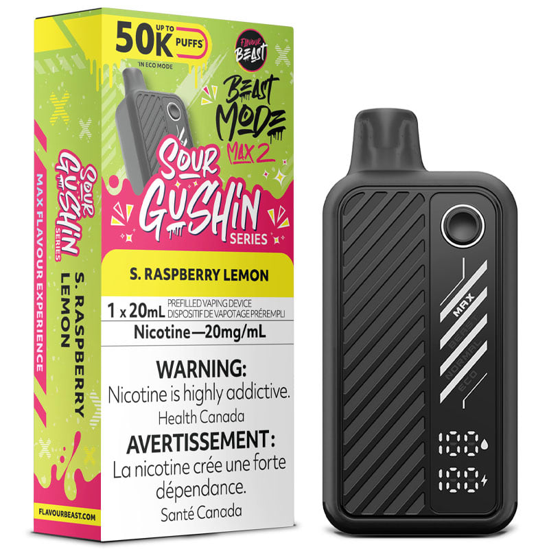 Flavour Beast - Beast Mode Max 2 Disposable Vape: Sour Gushin S. Raspberry Lemon (20mL)