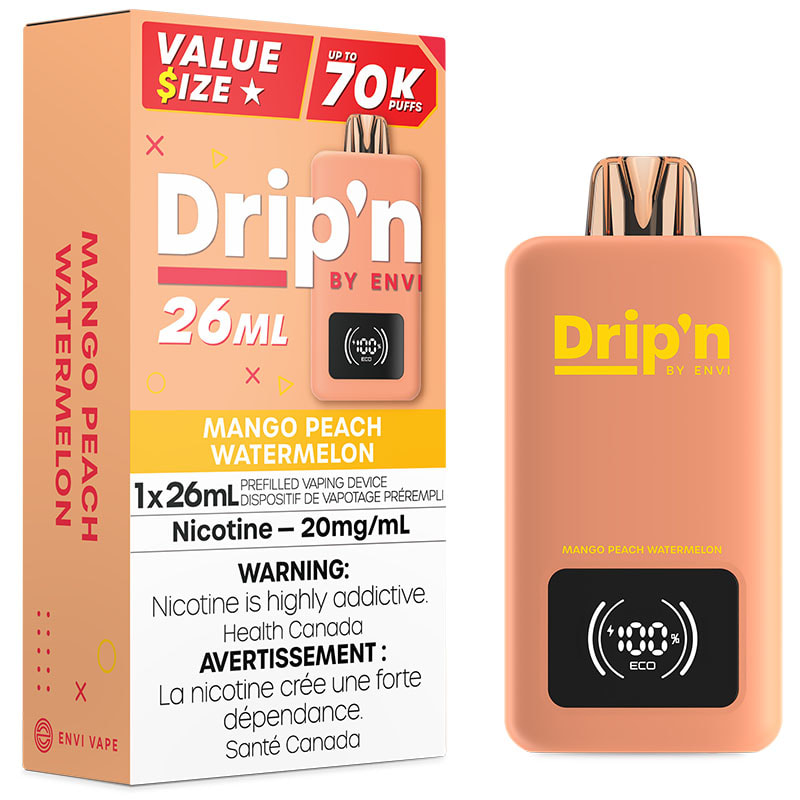 Drip'n by Envi 26mL Disposable Vape: Mango Peach Watermelon