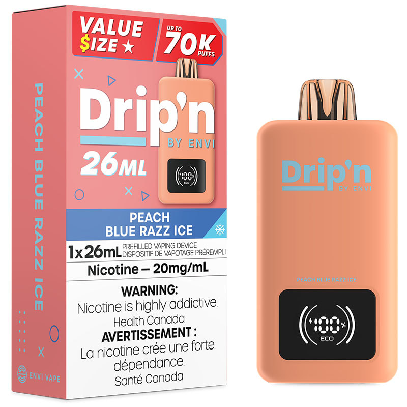 Drip'n by Envi 26mL Disposable Vape: Peach Blue Razz Ice