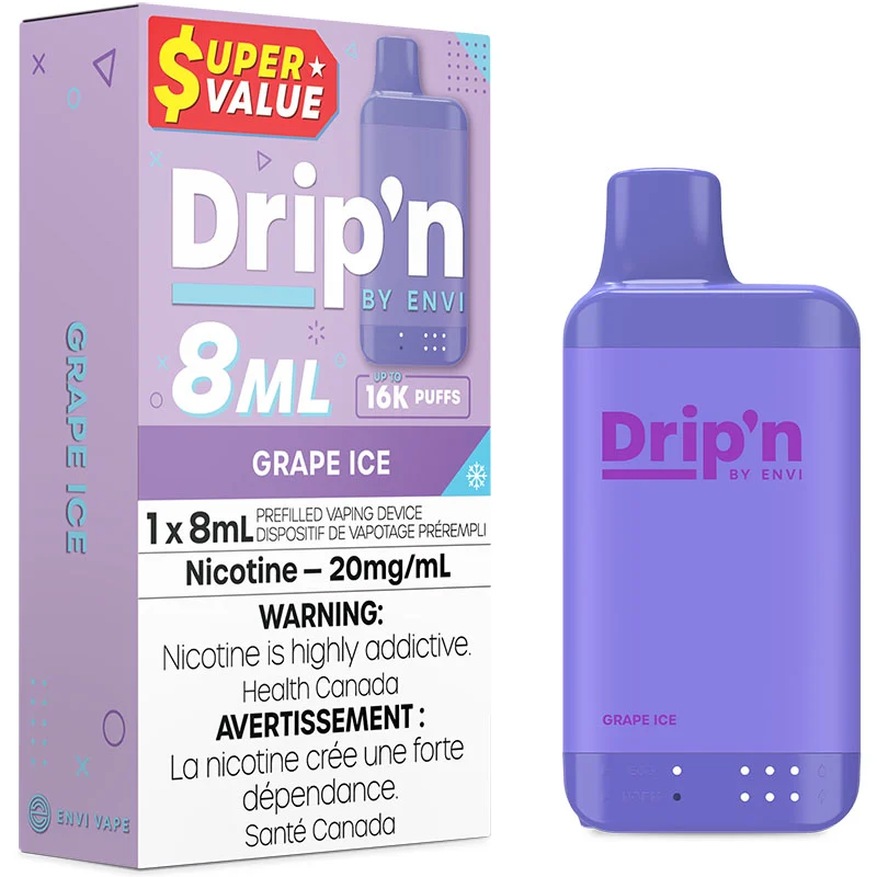 Drip'n by Envi 8mL Disposable Vape: Grape Ice