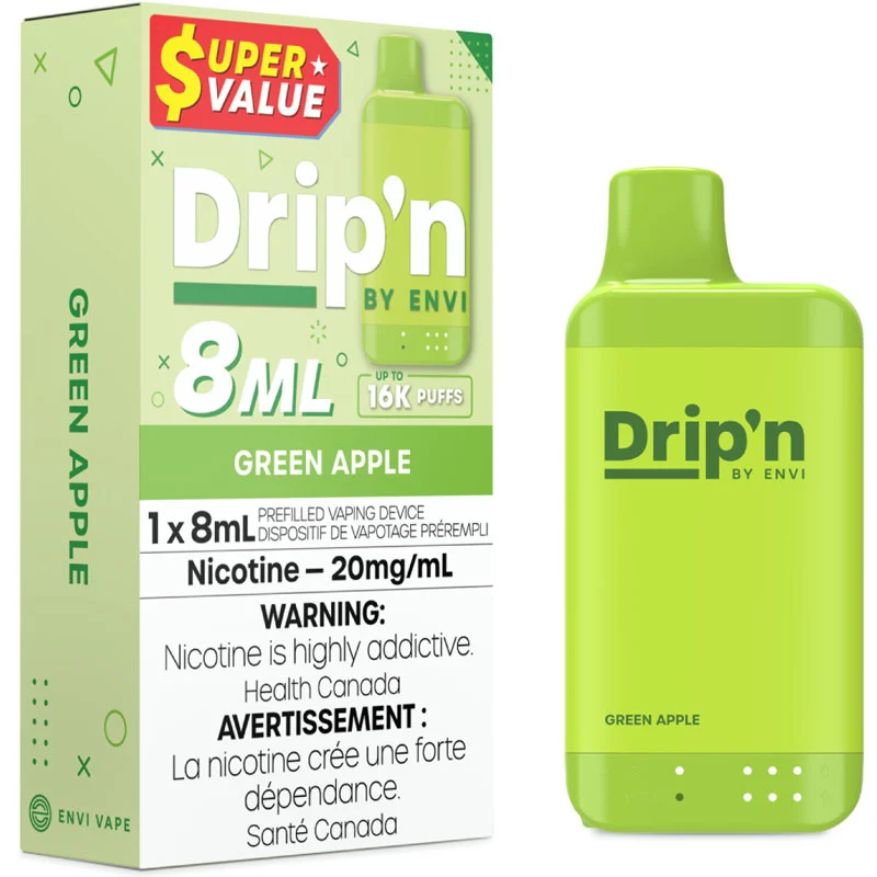 Drip'n by Envi 8mL Disposable Vape: Green Apple