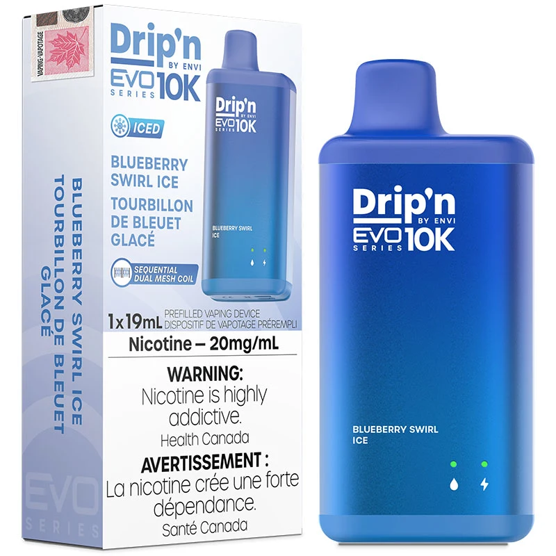 Drip'n EVO 10K Disposable Vape: Blueberry Swirl Ice (19mL)