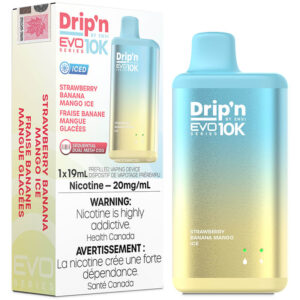 Drip'n EVO 10K Disposable Vape: Strawberry Banana Mango Ice (19mL)