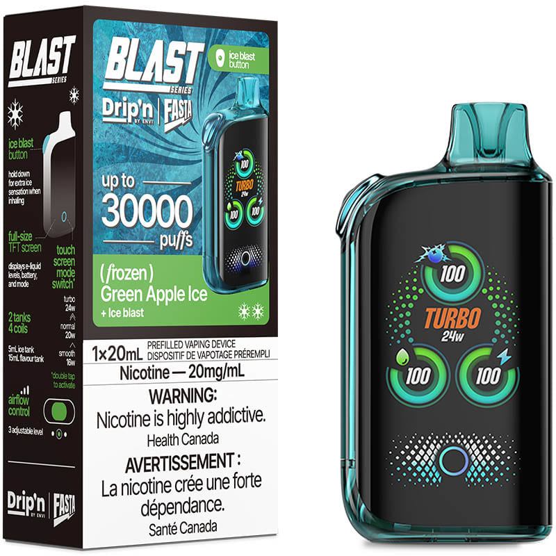 Drip'n Fasta Blast 30K Disposable Vape - Frozen Series: Green Apple Ice (20mL)