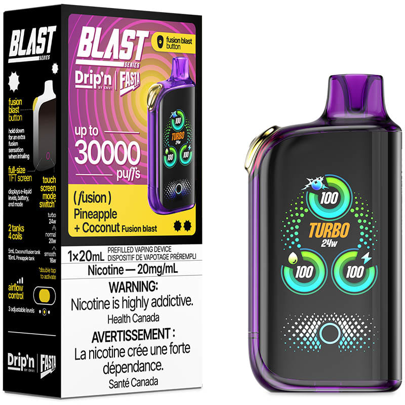 Drip'n Fasta Blast 30K Disposable Vape - Fusion Series: Pineapple + Coconut (20mL)