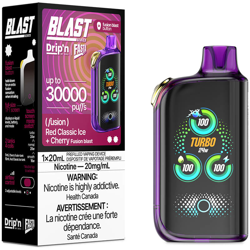 Drip'n Fasta Blast 30K Disposable Vape - Fusion Series: Red Classic Ice + Cherry (20mL)