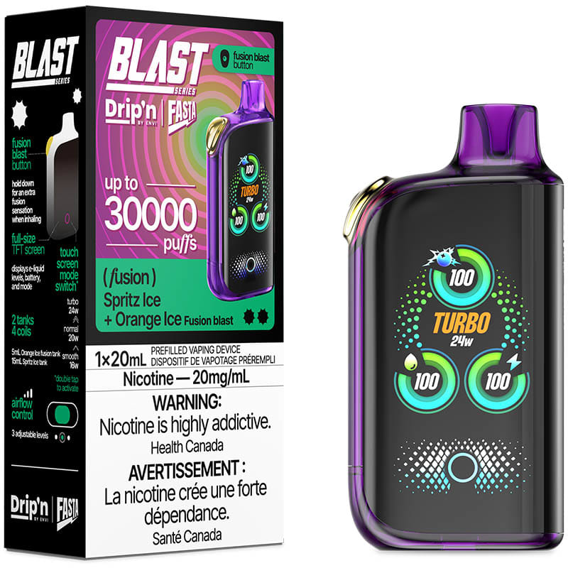 Drip'n Fasta Blast 30K Disposable Vape - Fusion Series: Spritz Ice + Orange Ice (20mL)