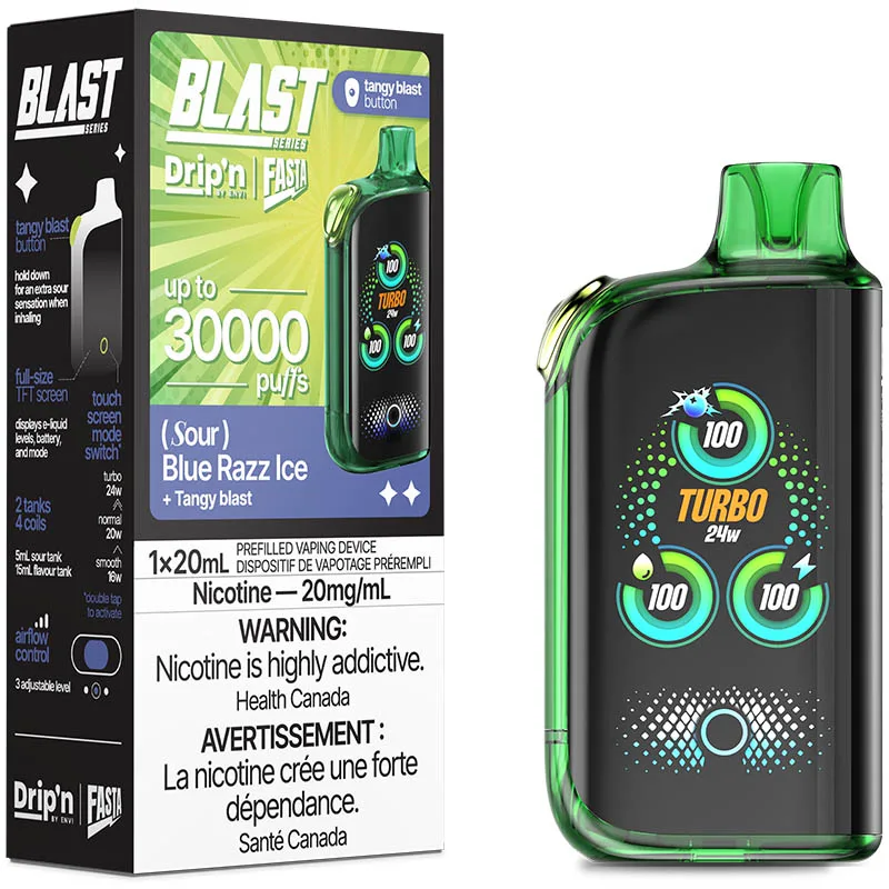 Drip'n Fasta Blast 30K Disposable Vape - Sour Series: Blue Razz Ice (20mL)