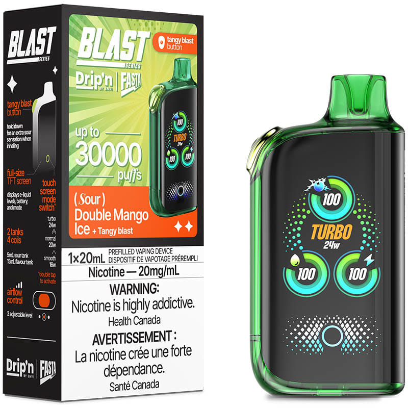 Drip'n Fasta Blast 30K Disposable Vape - Sour Series: Double Mango Ice (20mL)