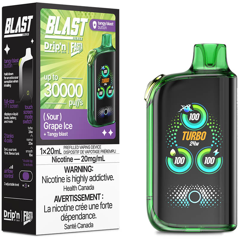 Drip'n Fasta Blast 30K Disposable Vape - Sour Series: Grape Ice (20mL)