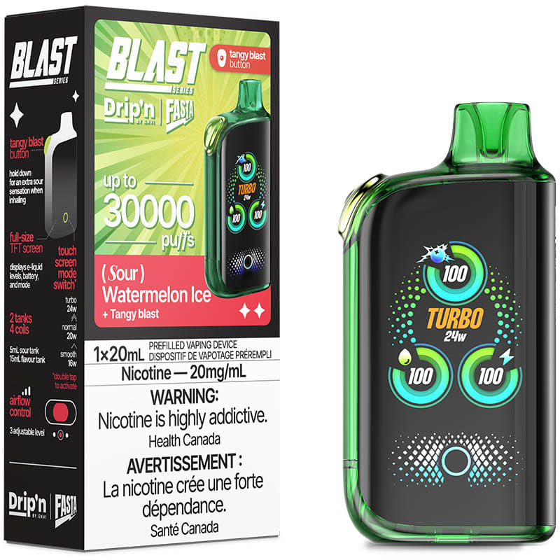 Drip'n Fasta Blast 30K Disposable Vape - Sour Series: Watermelon Ice (20mL)