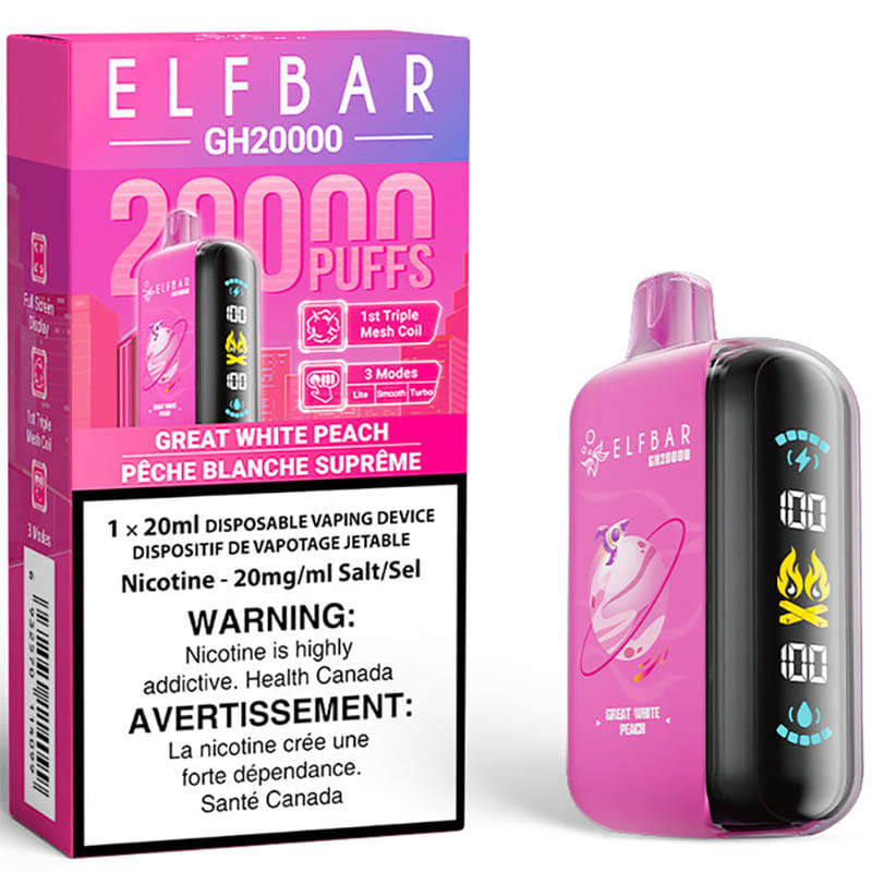 Elfbar GH20000 Disposable Vape: Great White Peach (20mL)