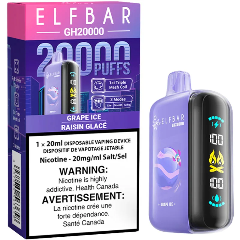 Elfbar GH20000 Disposable Vape: Grape Ice (20mL)