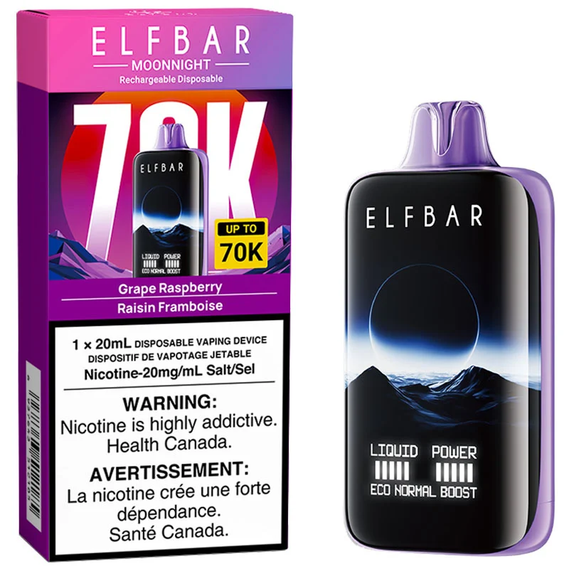 Elfbar MoonNight 70K Disposable Vape: Grape Raspberry (20mL)