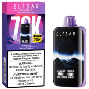 Elfbar MoonNight 70K Disposable Vape: Grape Ice (20mL)