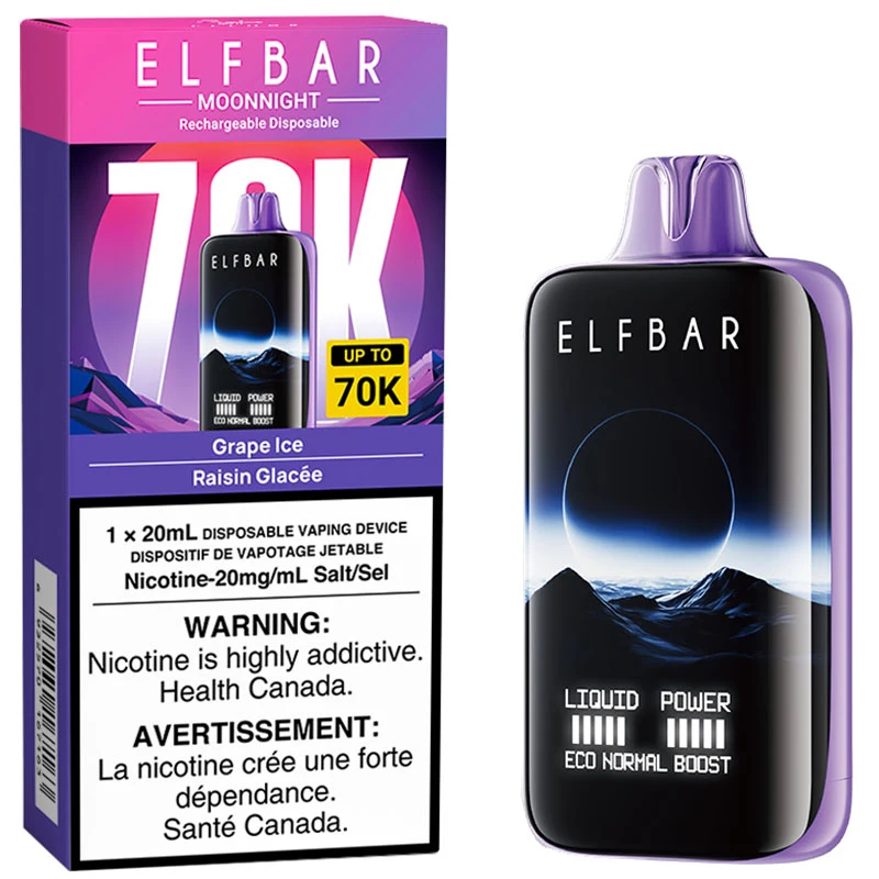 Elfbar MoonNight 70K Disposable Vape: Grape Ice (20mL)