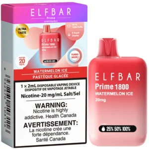 Elfbar Prime 1800 Disposable Vape: Watermelon Ice (2mL)