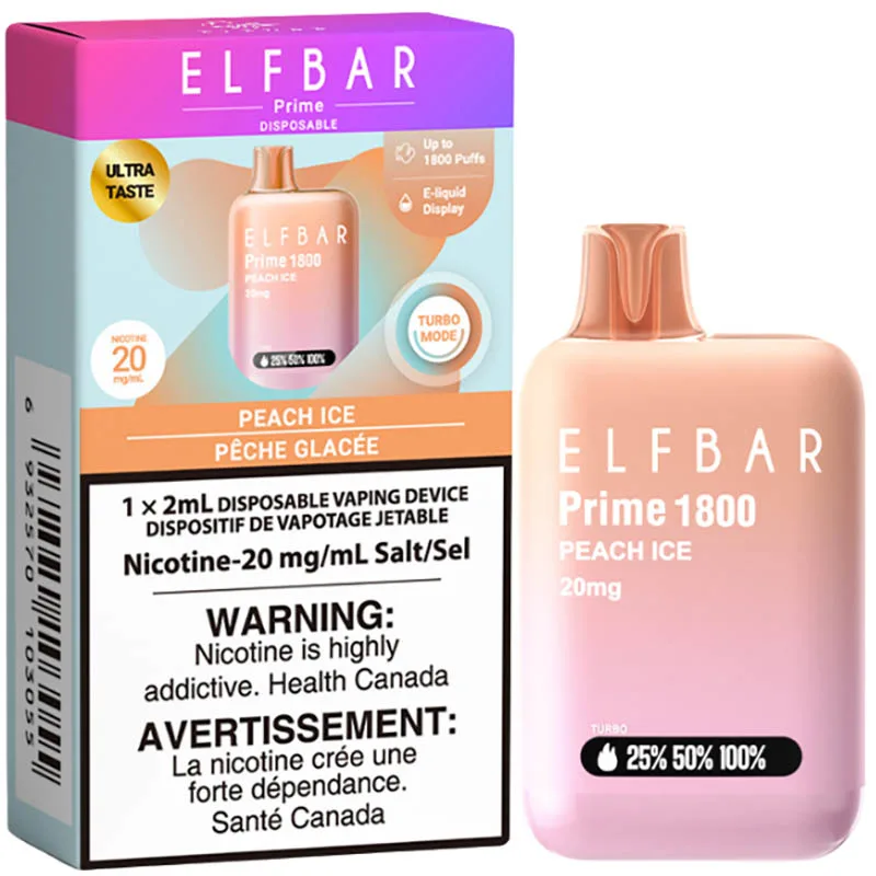 Elfbar Prime 1800 Disposable Vape: Peach Ice (2mL)