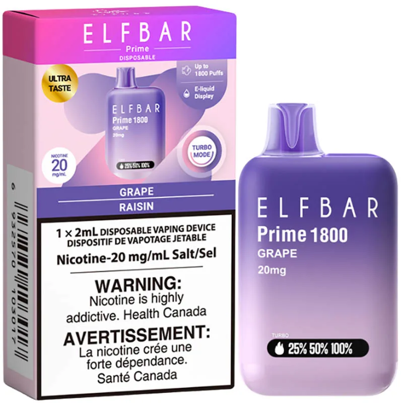 Elfbar Prime 1800 Disposable Vape: Grape (2mL)