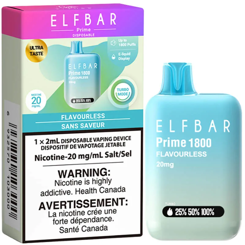 Elfbar Prime 1800 Disposable Vape: Flavourless (2mL)