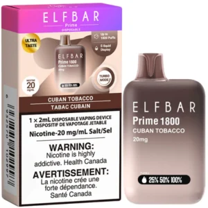 Elfbar Prime 1800 Disposable Vape: Cuban Tobacco (2mL)