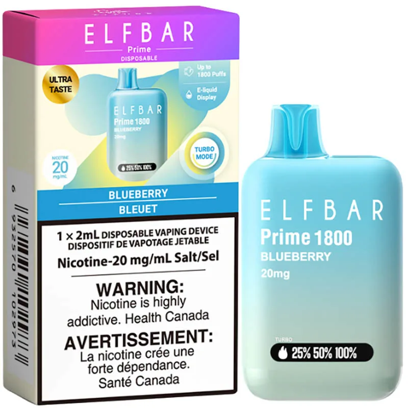Elfbar Prime 1800 Disposable Vape: Blueberry (2mL)
