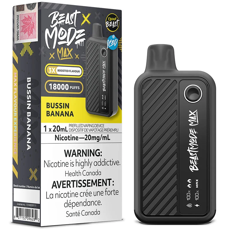 Flavour Beast - Beast Mode Max 18K Disposable Vape: Bussin Banana Iced (20mL)