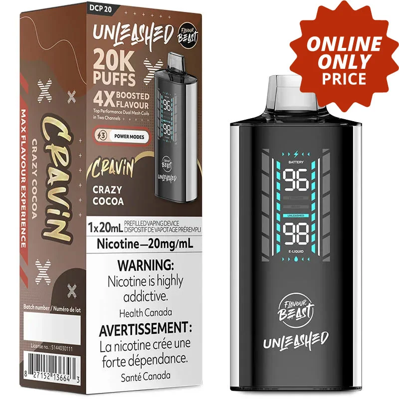 Flavour Beast Unleashed DCP 20K Disposable Vape: Crazy Cocoa (20mL)