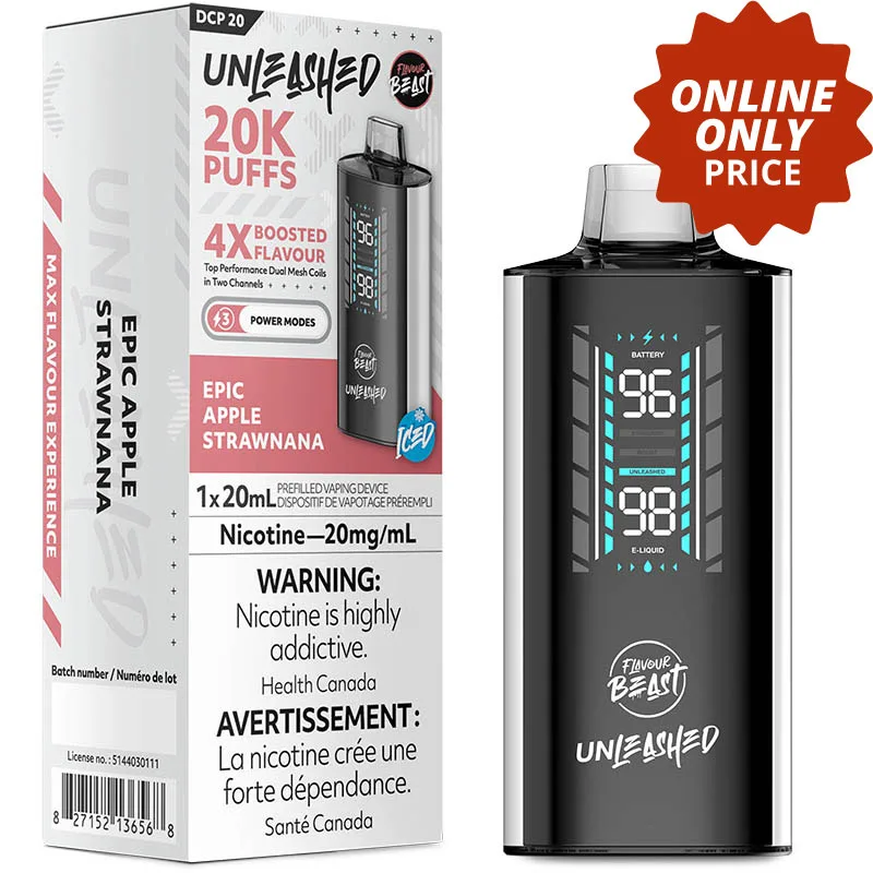 Flavour Beast Unleashed DCP 20K Disposable Vape: Epic Apple Strawnana Iced (20mL)