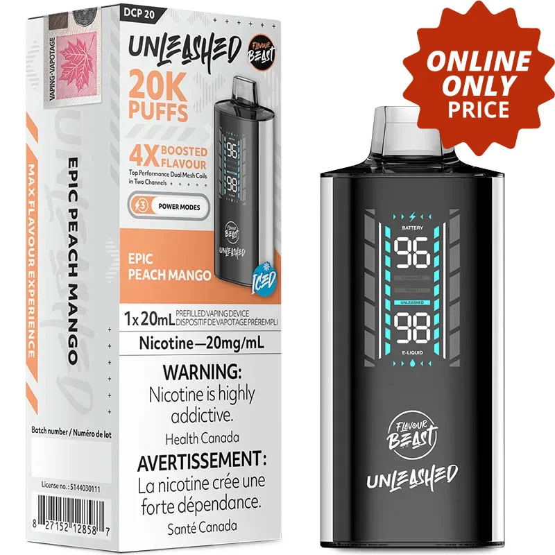 Flavour Beast Unleashed DCP 20K Disposable Vape: Epic Peach Mango Iced (20mL)