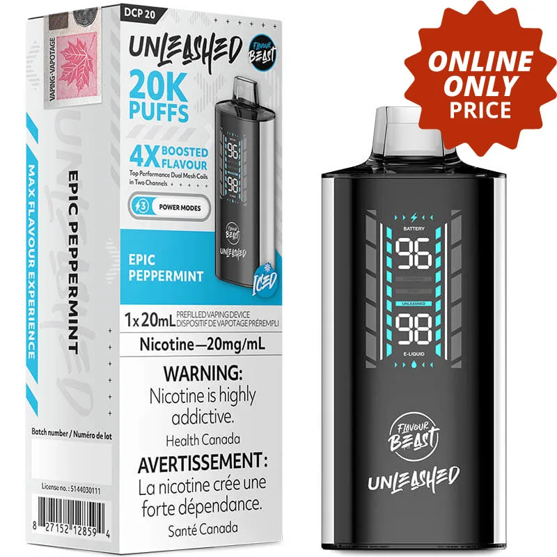 Flavour Beast Unleashed DCP 20K Disposable Vape: Epic Peppermint Iced (20mL)