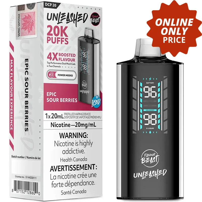 Flavour Beast Unleashed DCP 20K Disposable Vape: Epic Sour Berries Iced (20mL)