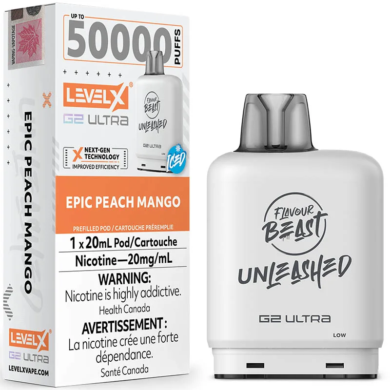 Level X G2 Ultra Pod - Flavour Beast Unleashed: Epic Peach Mango Iced (20mL)