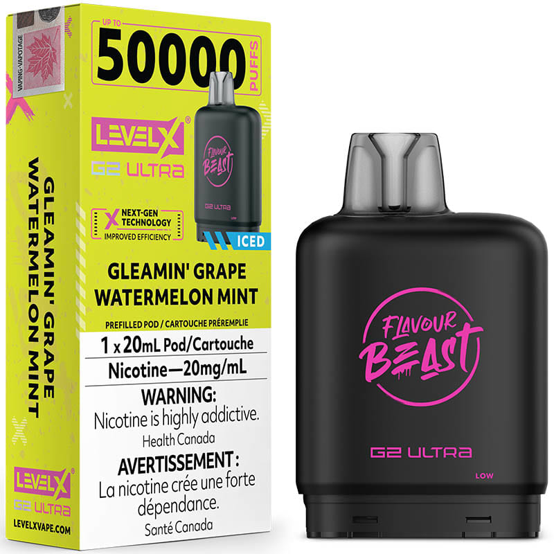 Level X G2 Ultra Pod - Flavour Beast: Gleamin' Grape Watermelon Mint Iced (20mL)