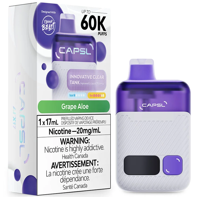 Flavour Beast CAPSL 60K Disposable Vape: Grape Aloe (17mL)
