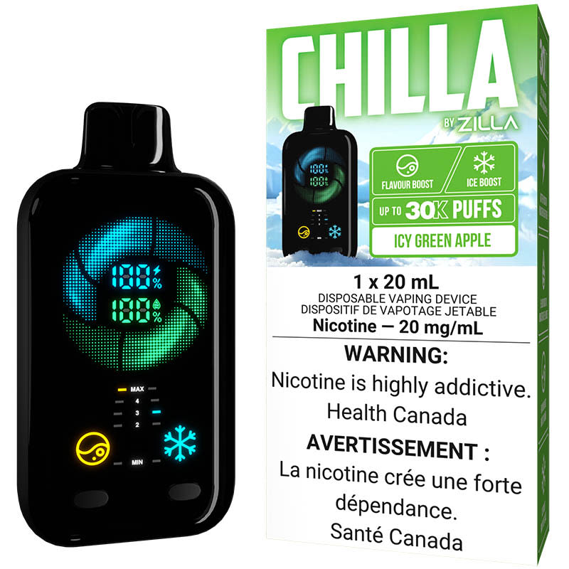 Chilla by Zilla Disposable Vape: Icy Green Apple (20mL)